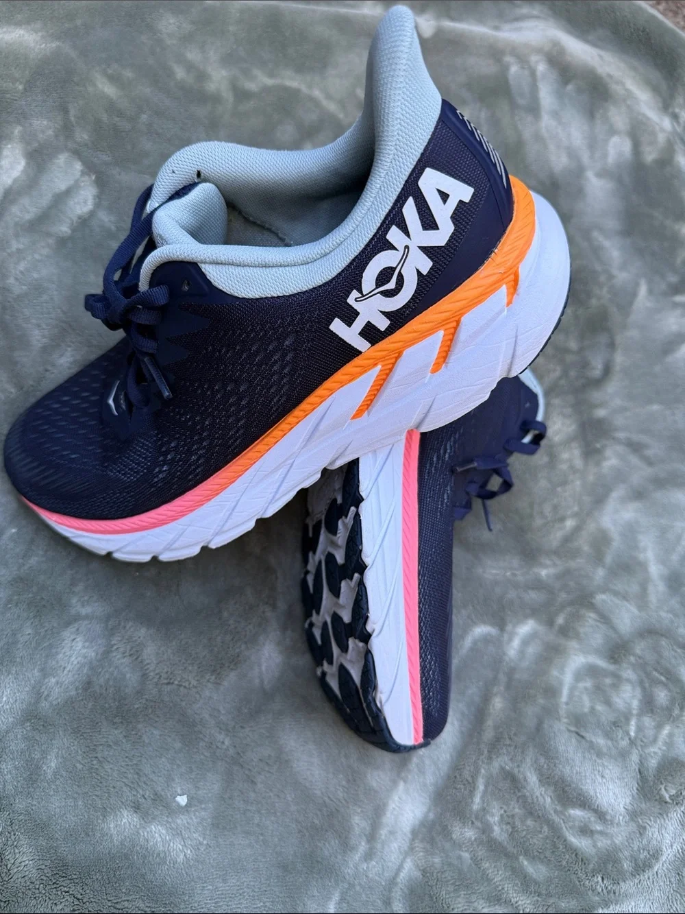 Hoka One One Women's Navy with Pink & Orange Accent Running Shoes